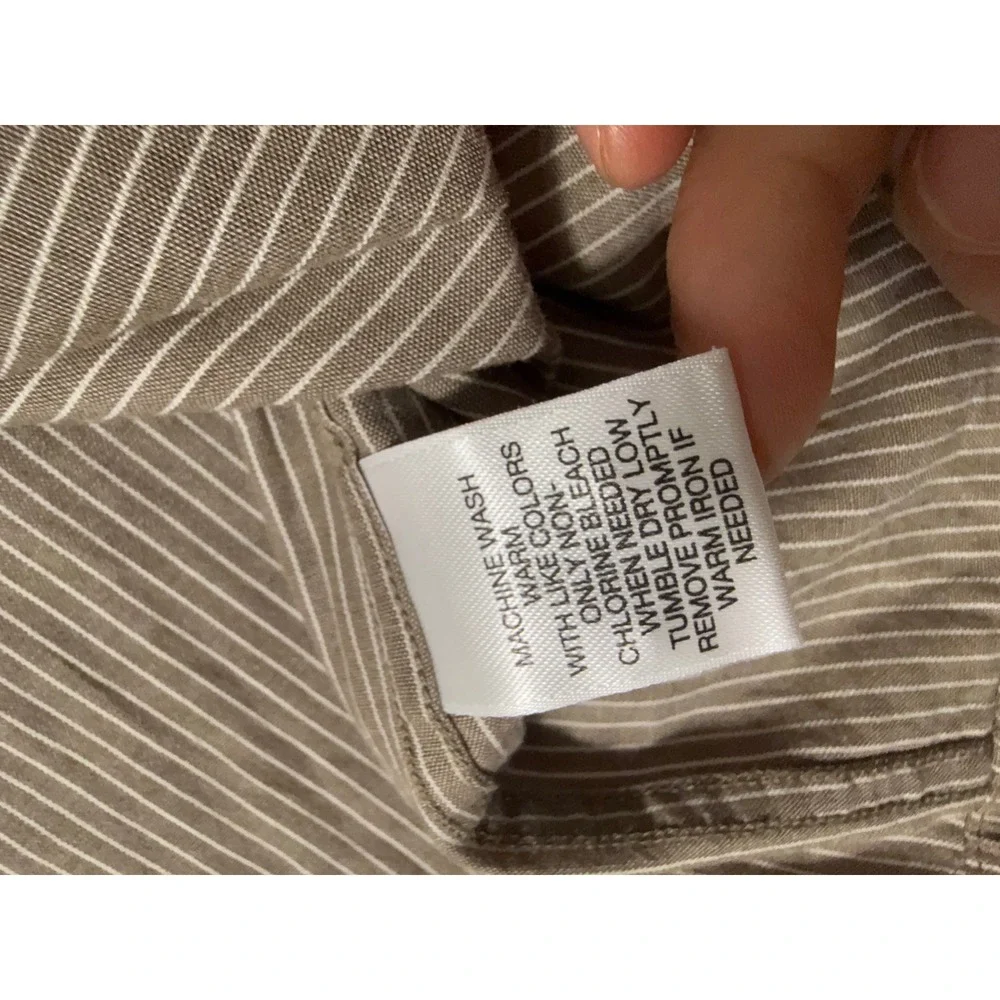 Roundtree &‎ Yorke Casuals Shirt Mens XL Brown Pinstripe Cotton Good Button Down